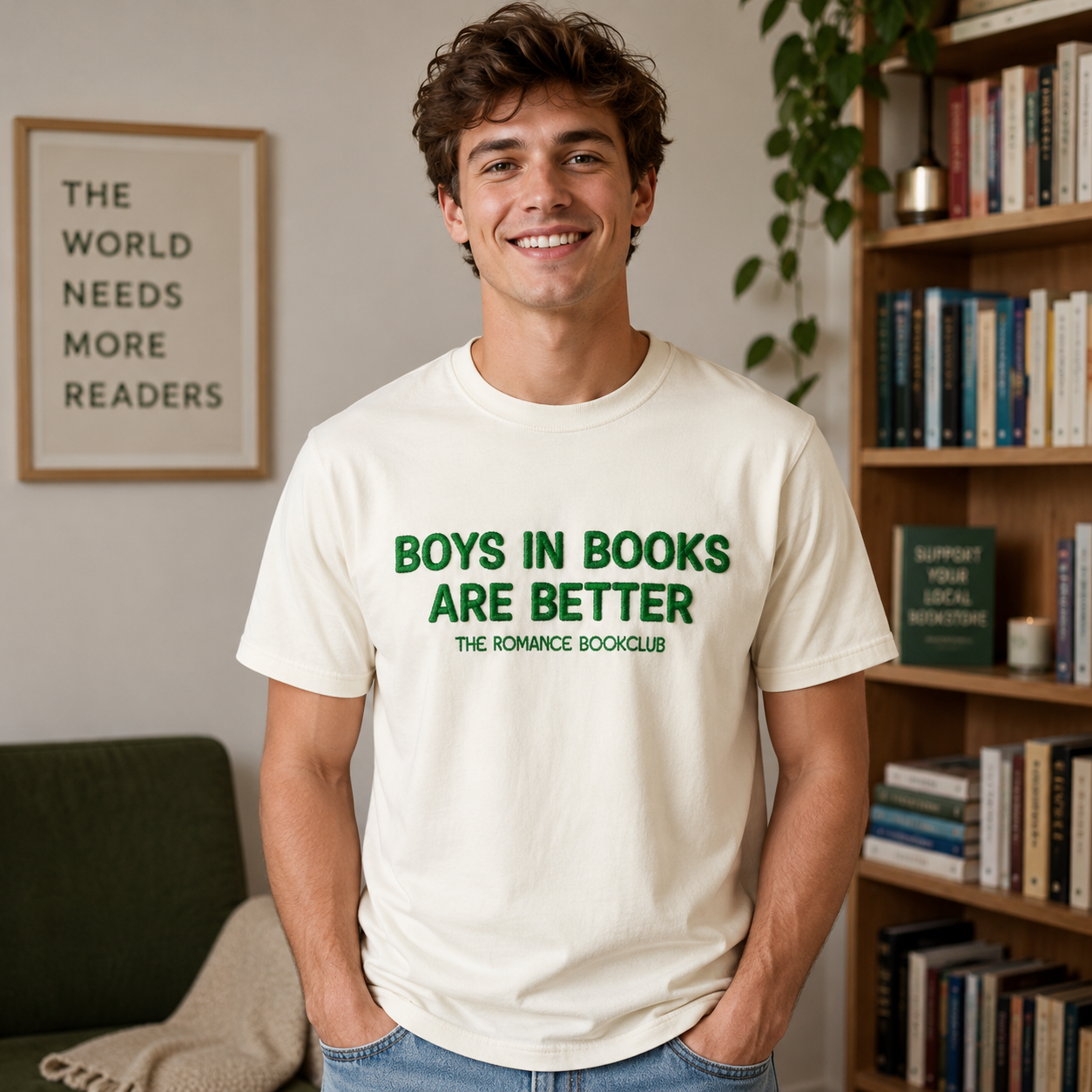 “Boys in Books Are Better” Graphic Short Sleeve T-Shirt – Romance Book Club Casual Reading Tee