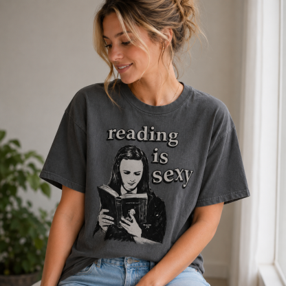 “Reading Is Sexy” Graphic Short Sleeve T-Shirt – Book Lover Casual Statement Tee