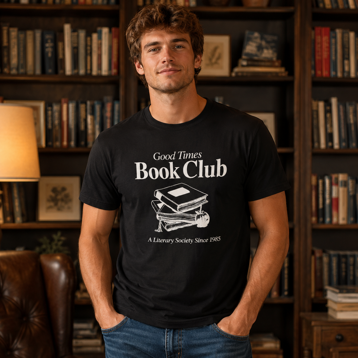 Good Times Book Club Graphic Short Sleeve T-Shirt – Literary Society Book Lover Casual Tee