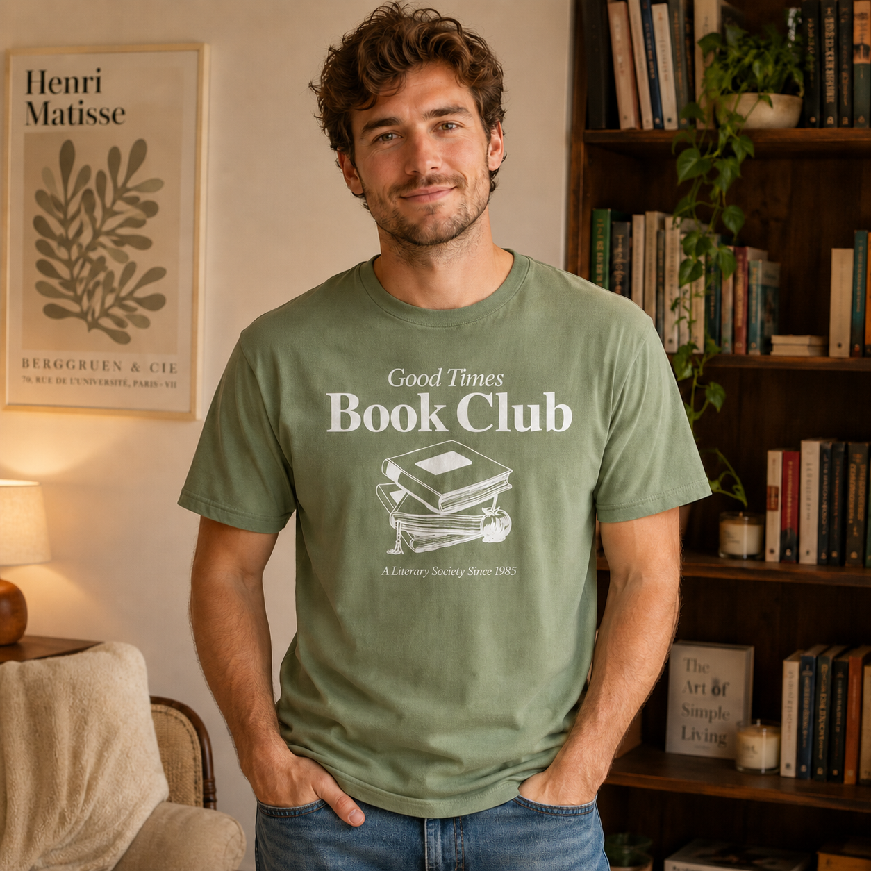 Good Times Book Club Graphic Short Sleeve T-Shirt – Literary Society Book Lover Casual Tee