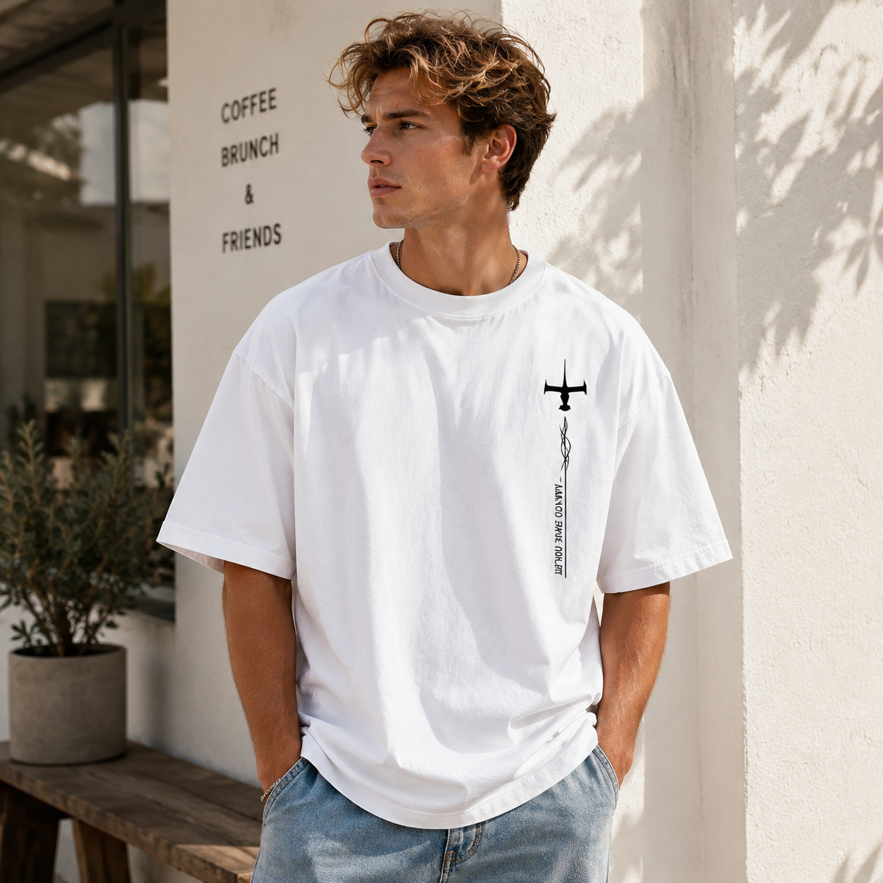 Retro Space Bounty Hunter Character Dual-Sided Graphic Oversized Streetwear T-Shirt