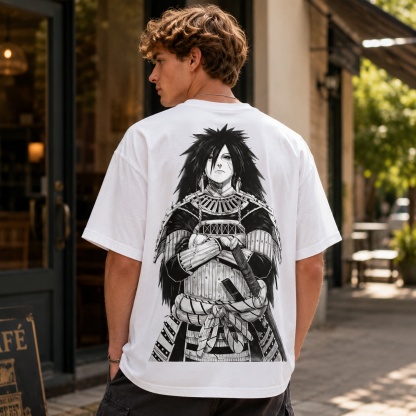 Armored Samurai Warrior Dual-Sided Graphic Oversized Streetwear T-Shirt