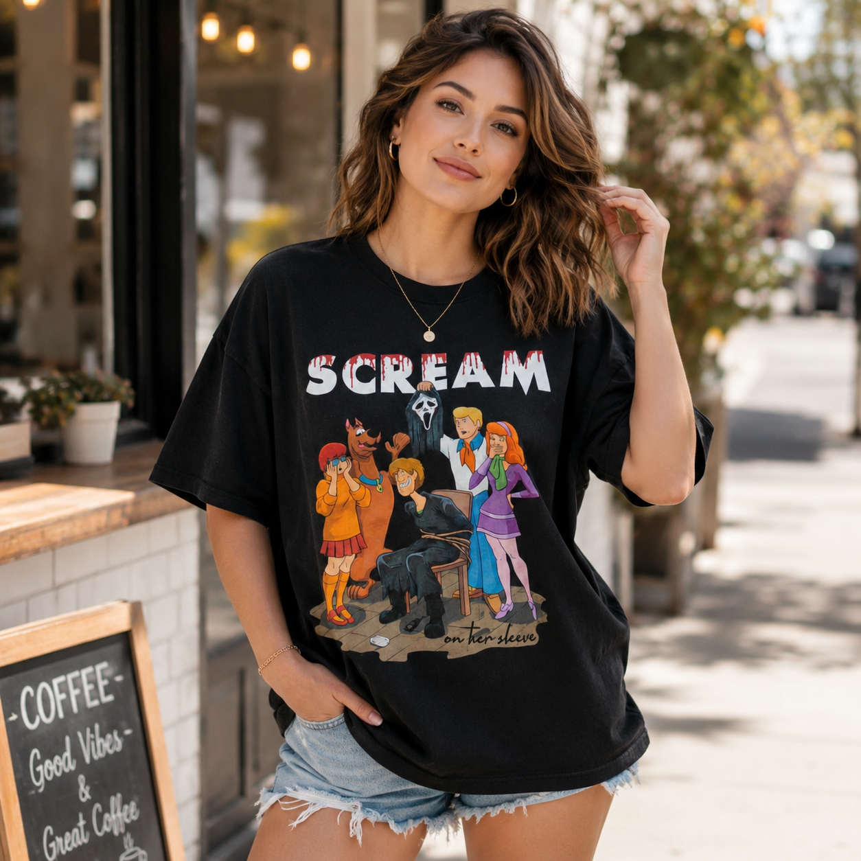 Retro Horror Mystery Cartoon Crew Parody Graphic “SCREAM” Style Streetwear T-Shirt Casual Tee