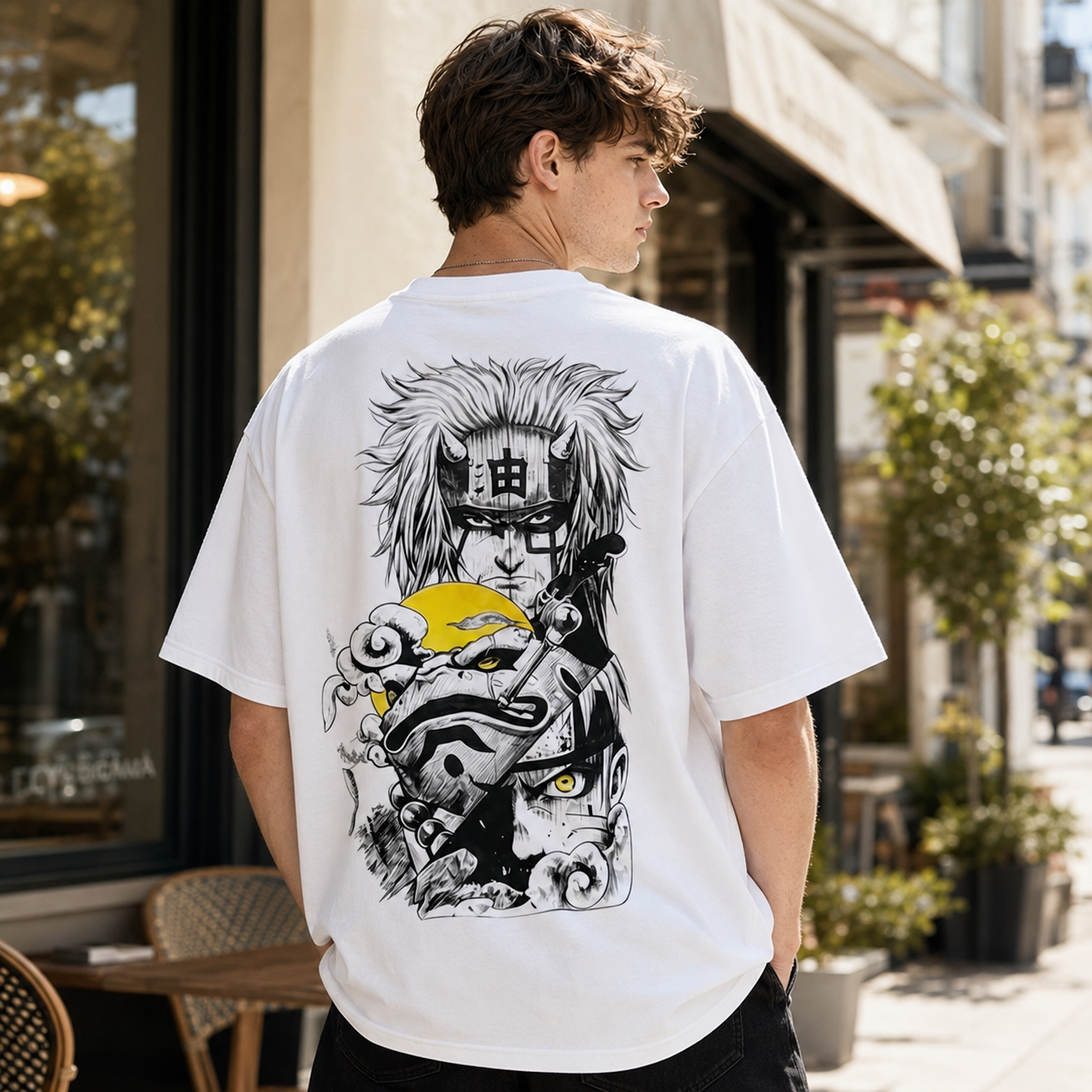 Oversized Streetwear Graphic T-Shirt – Bold Back Print Illustration Tee