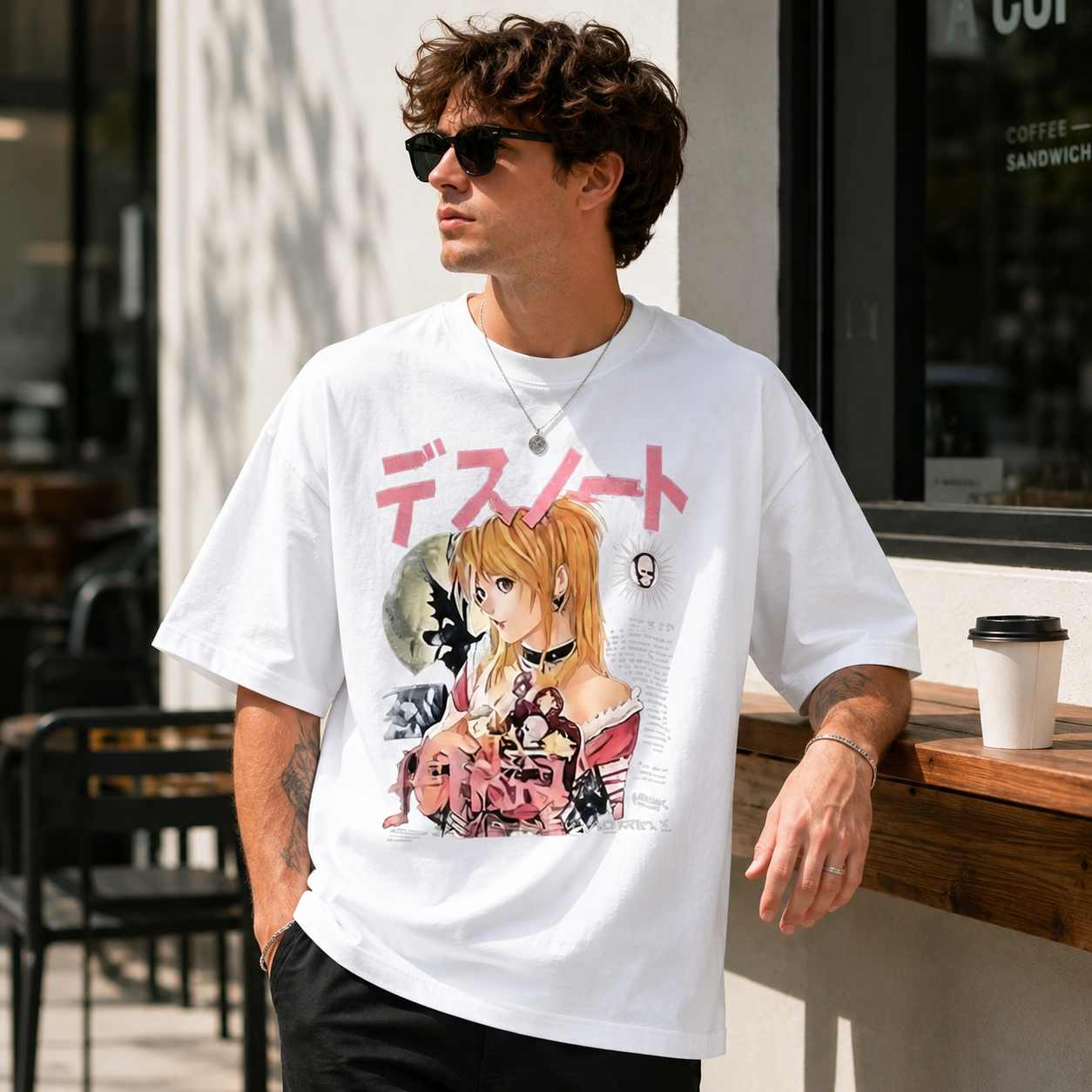 Dark Japanese Aesthetic Graphic Black T-Shirt – Moonlit Character Streetwear Oversized Tee