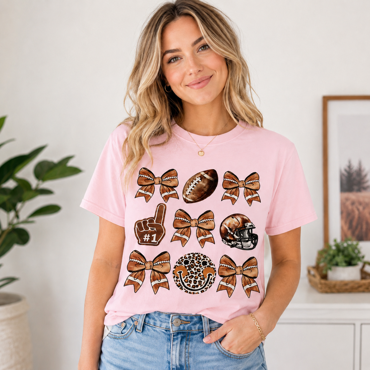 Football Bow Graphic Sports T-Shirt – Game Day Tee for Football Fans