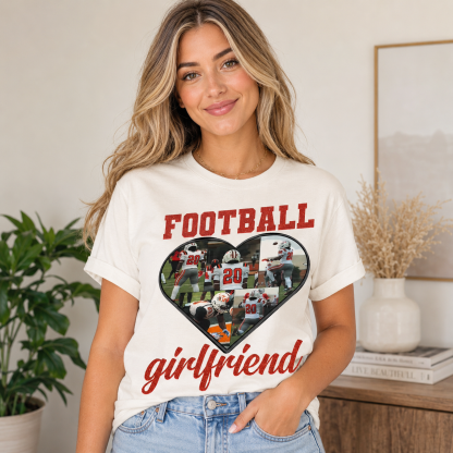 Personalized Football Girlfriend Sports T-Shirt – Custom Name & Number Game Day Tee
