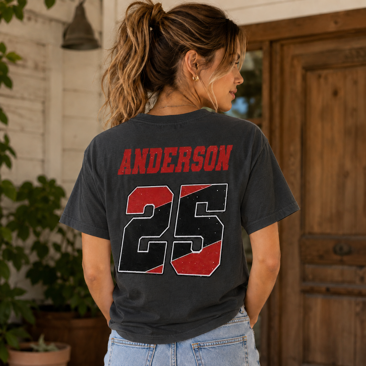 Personalized Football Girlfriend Sports T-Shirt – Custom Name & Number Game Day Tee