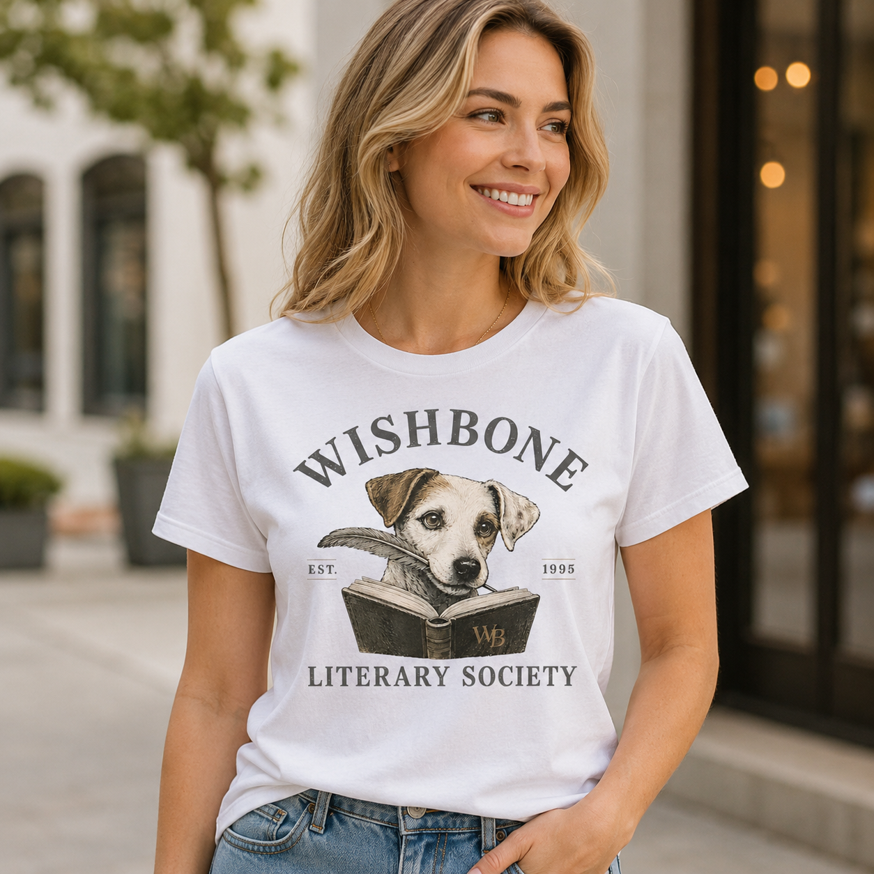 Vintage Literary Dog Graphic Streetwear T-Shirt – Classic Book Lover Illustration Tee