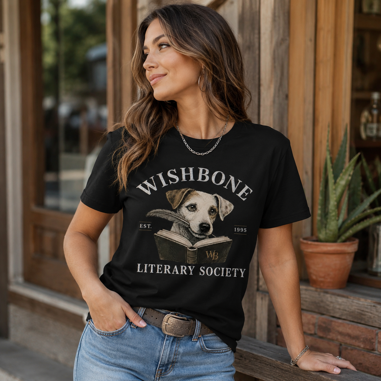 Vintage Literary Dog Graphic Streetwear T-Shirt – Classic Book Lover Illustration Tee