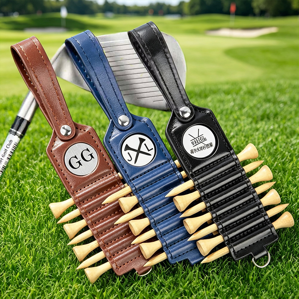 Personalized Leather Golf Tee Holder with Monogram, Custom Name Golf Tee Holder with 7 Tees, Father's Day Gift for Golf Lovers