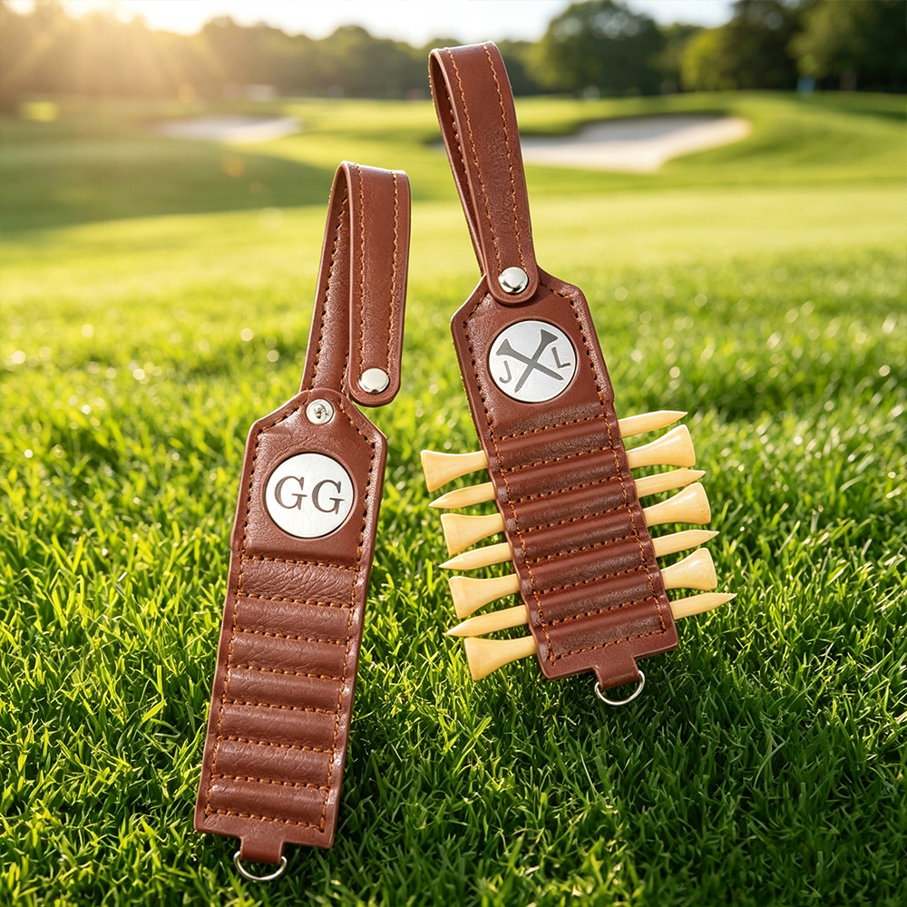 Personalized Leather Golf Tee Holder with Monogram, Custom Name Golf Tee Holder with 7 Tees, Father's Day Gift for Golf Lovers