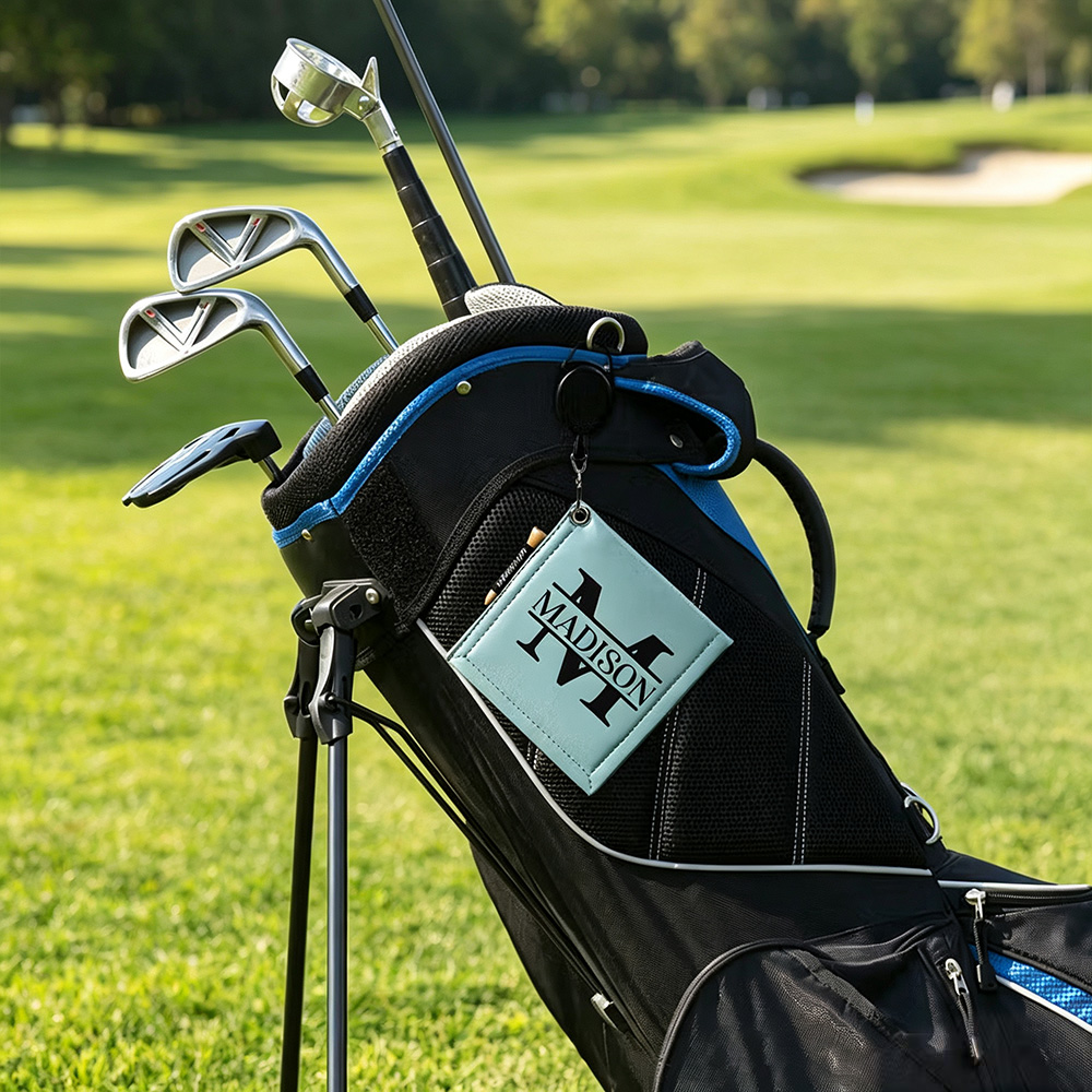 Personalized Leather Golf Towel with Retractable Clip & Golf Tees, Custom Absorbent Golf Towel, Gift for Golf Lovers
