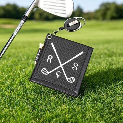 Personalized Leather Golf Towel with Retractable Clip & Golf Tees, Custom Absorbent Golf Towel, Gift for Golf Lovers