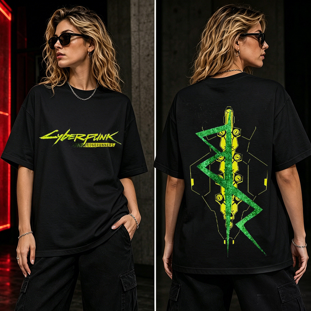 Cyberpunk Edgerunners Neon Blade Graphic T-Shirt – Futuristic Anime Gamer Streetwear Tee