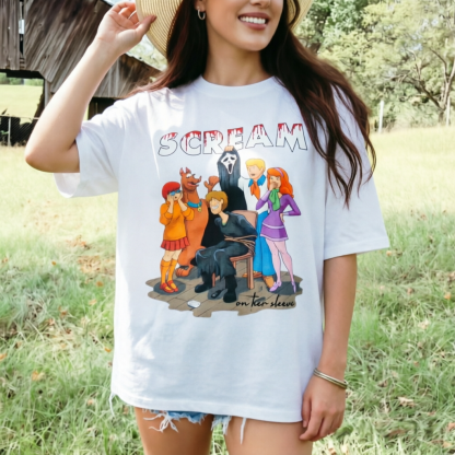 Retro Horror Mystery Cartoon Crew Parody Graphic “SCREAM” Style Streetwear T-Shirt Casual Tee