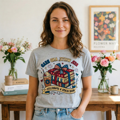 Read Graphic Short Sleeve T-Shirt – Patriotic Book Lover Casual Tee