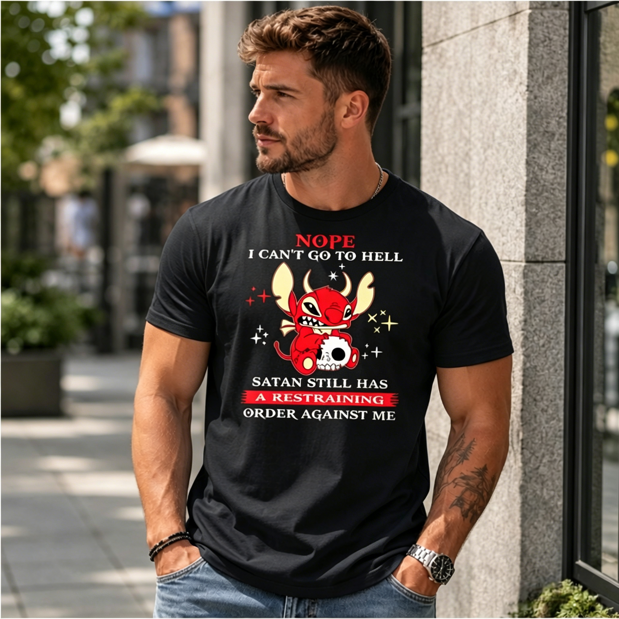 Sarcastic Red Devil Humor Graphic T-Shirt with Funny Quote Streetwear Tee