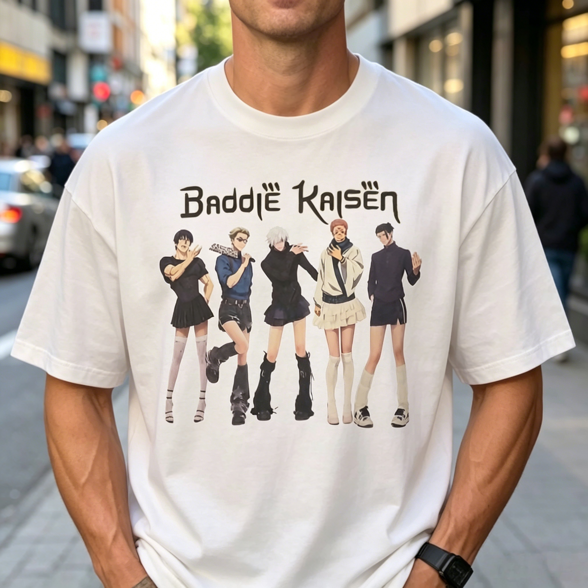 Retro Anime Character Graphic Oversized White Cotton Streetwear Tee