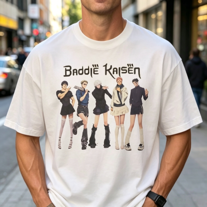 Retro Anime Character Graphic Oversized White Cotton Streetwear Tee