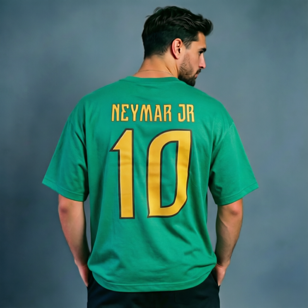 Neymar Jr 10 Brazil National Team Vintage Athletic Graphic T-Shirt – Retro Football Streetwear Sports Jersey-Inspired Casual Short Sleeve Top 