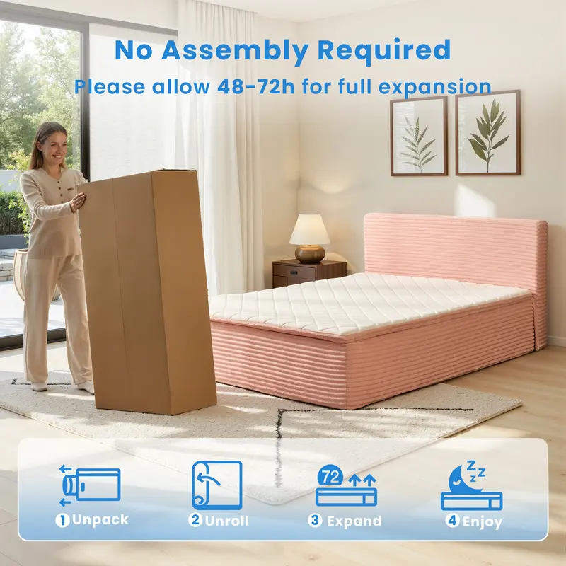【Deals For You】Ovios Queen Size Memory Foam Mattress with Removable Headboard, 17" Sofa Bed Full Mattress, Individually Pocketed Springs, Pressure Relief, Motion Isolation, Provides Support, CertiPUR-US Certified - No Assembly Required