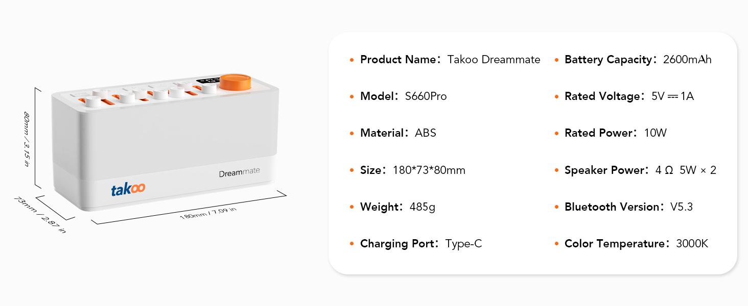 TAKOO 3-in-1 Sound Machine, Bluetooth Speaker & Night Light, Rechargeable White Noise Machine with 8 Mixable Sounds & 11 Ambient Lights for Sleep, Nursery & Relaxation