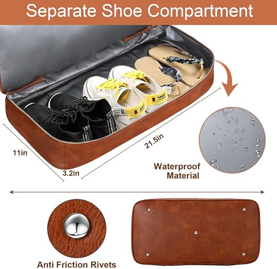 Large Travel Duffel Bag with Shoe Compartment