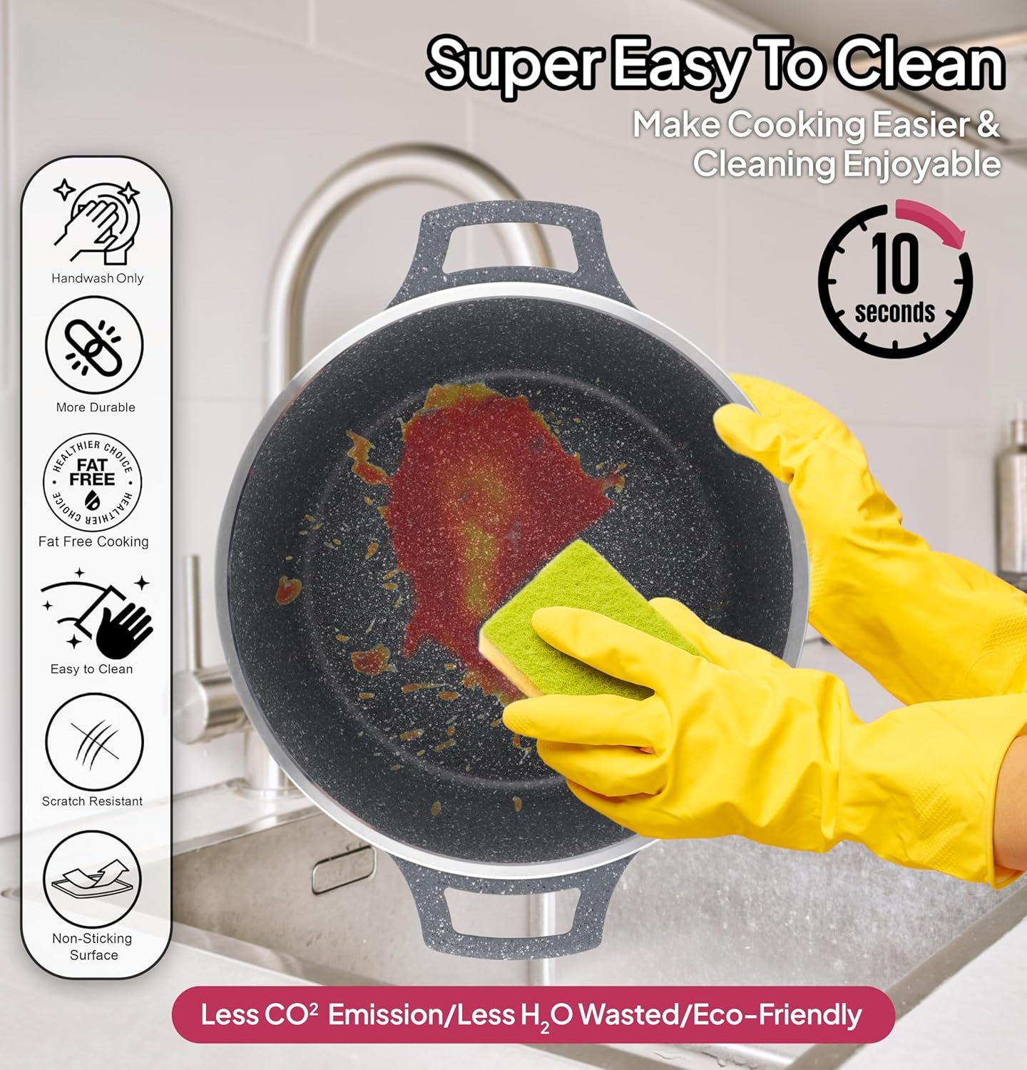 🎉Anniversary Sale - Cookware Set Pieces Non Stick Multi Layer Granite Coating