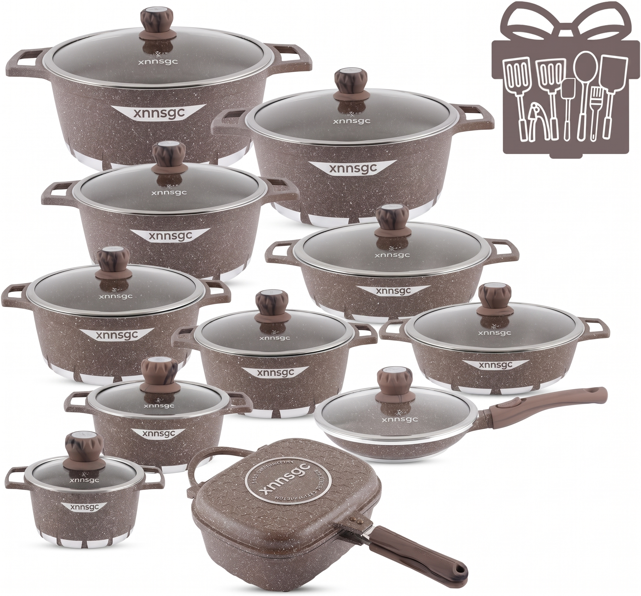 🎉Anniversary Sale - Cookware Set Pieces Non Stick Multi Layer Granite Coating