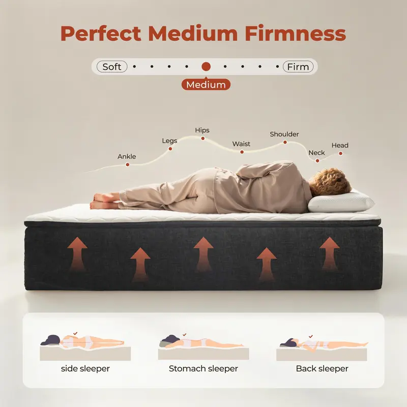 【Deals For You】Ovios Queen Size Memory Foam Mattress with Removable Headboard, 17" Sofa Bed Full Mattress, Individually Pocketed Springs, Pressure Relief, Motion Isolation, Provides Support, CertiPUR-US Certified - No Assembly Required