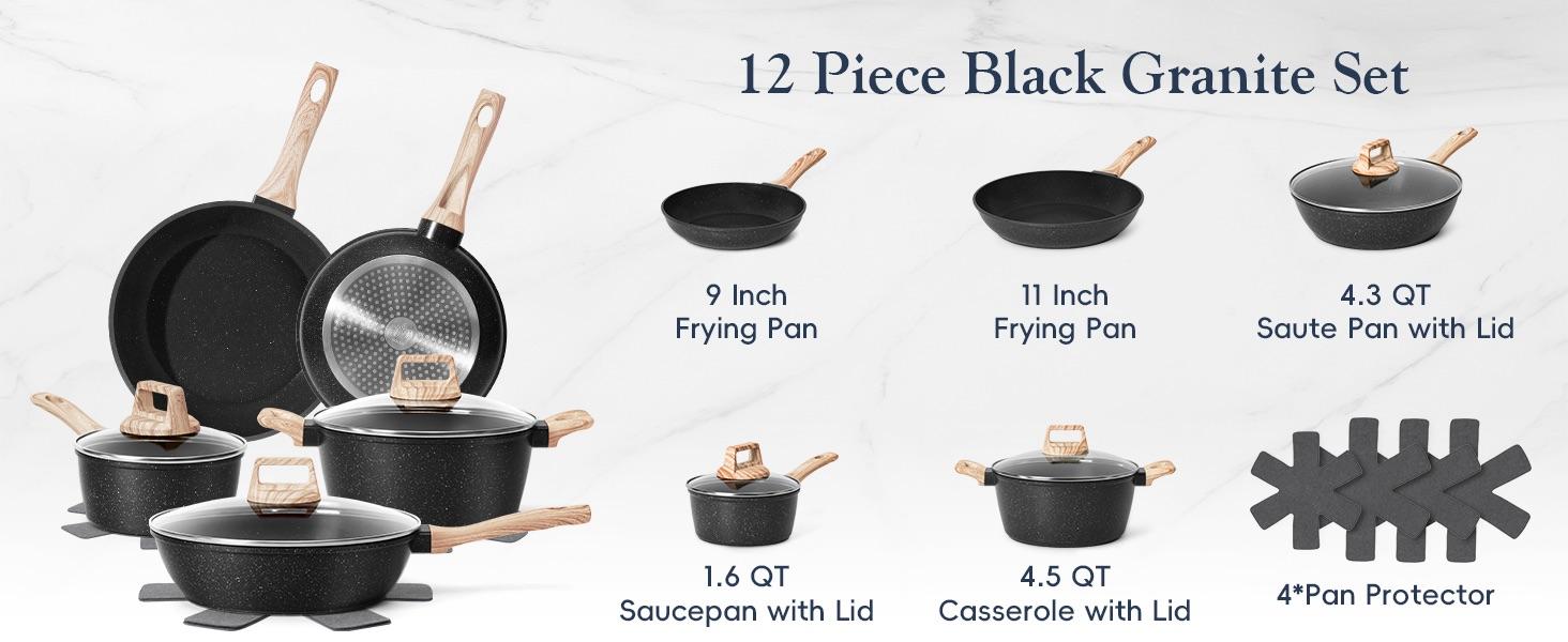 SODAY 12-Piece Non-Stick Cookware Set with Lid, Aluminium Core, Granite Coating, Induction Compatible, Easy Cleaning, Safe & Healthy Cooking,backtoschool, glowup SODAY 12-Piece Non-Stick Cookware Set with Lid, Aluminium Core, Granite Coating, Induction Compatible, Easy Cleaning, Safe & Healthy Cooking,backtoschool, glowup