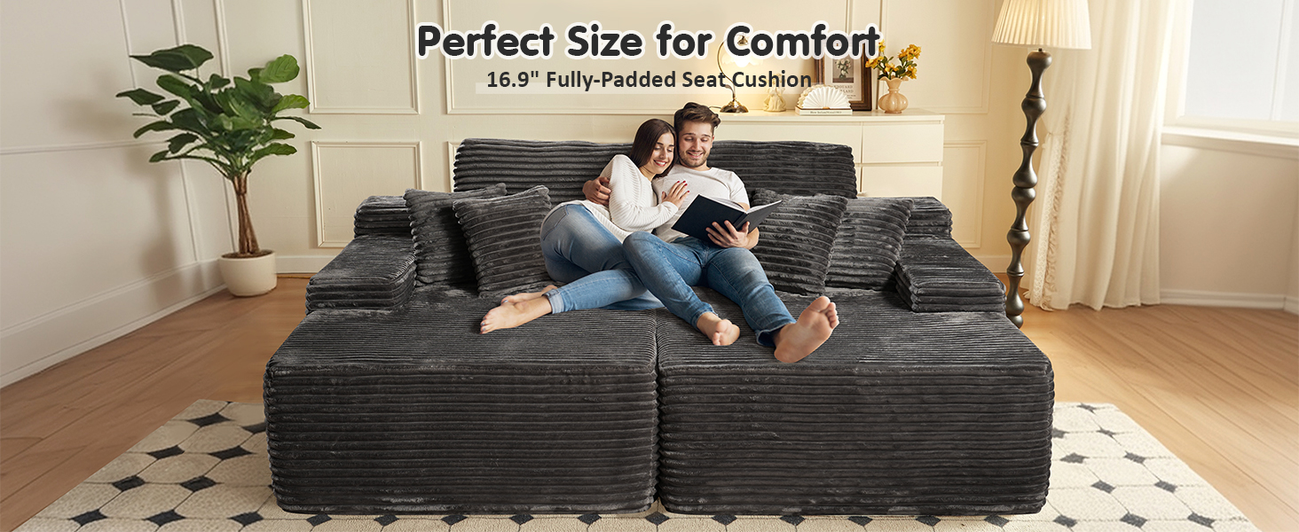 Modern Minimalist 104" L-Shape Couch