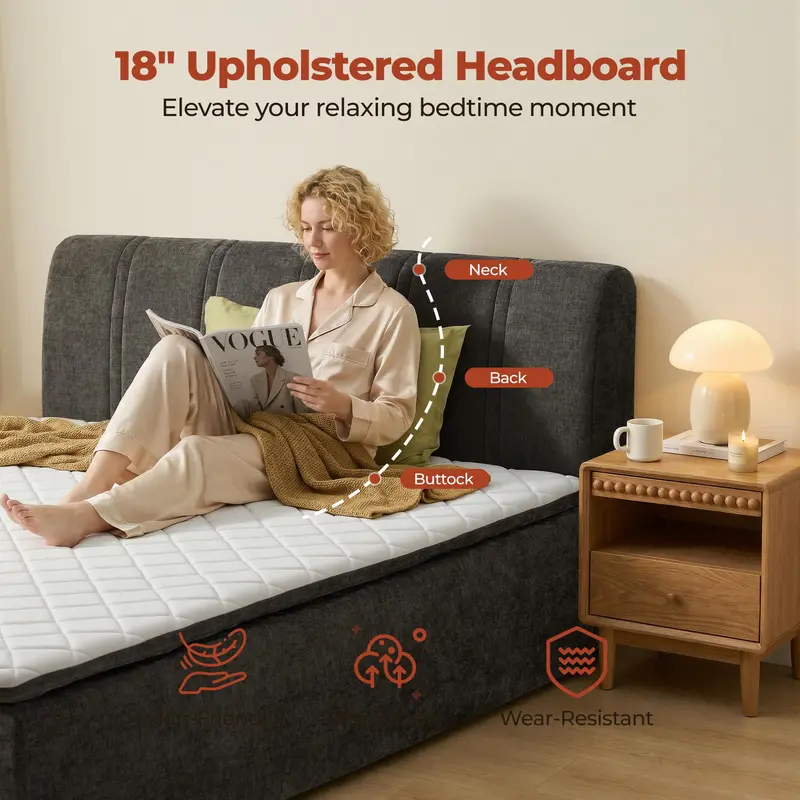 【Deals For You】Ovios Queen Size Memory Foam Mattress with Removable Headboard, 17" Sofa Bed Full Mattress, Individually Pocketed Springs, Pressure Relief, Motion Isolation, Provides Support, CertiPUR-US Certified - No Assembly Required