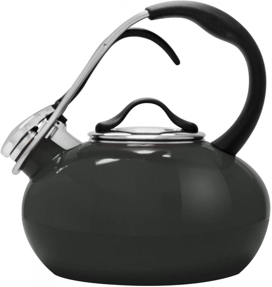   Classic Loop Whistling Tea Kettle, Enamel-on-Steel 1.8 Qt. - Onyx