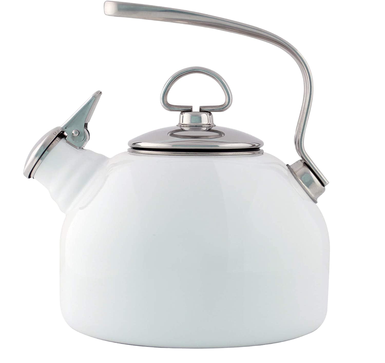   Classic Harmonica Whistle Tea Kettle - Enamel-on-Steel – 1.8 Qt. - White