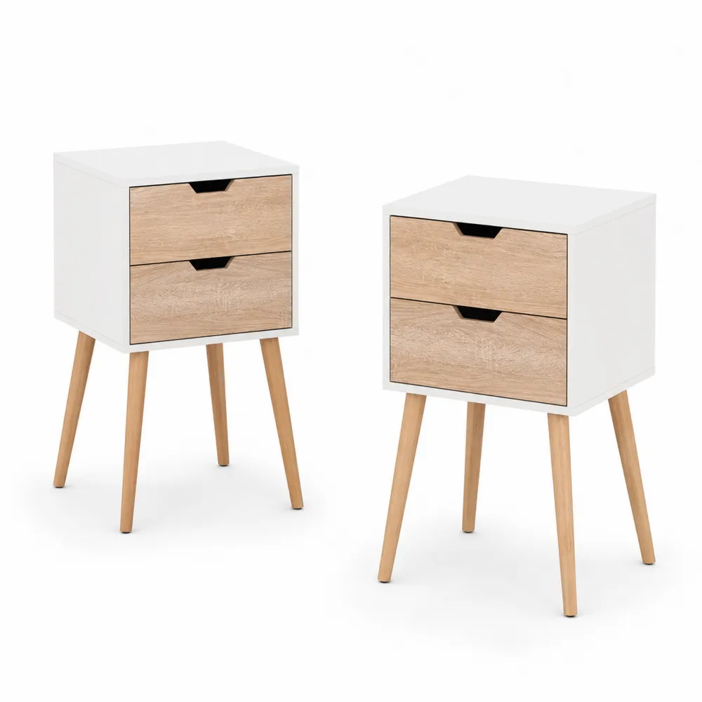 Zestaw szafek nocnych z MDF i drewnem, 40x30x60 cm