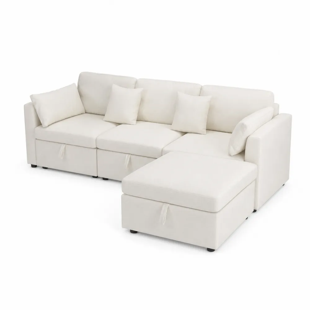 Narożnik modułowy z tkaniny z funkcją przechowywania 200x150x90 cm