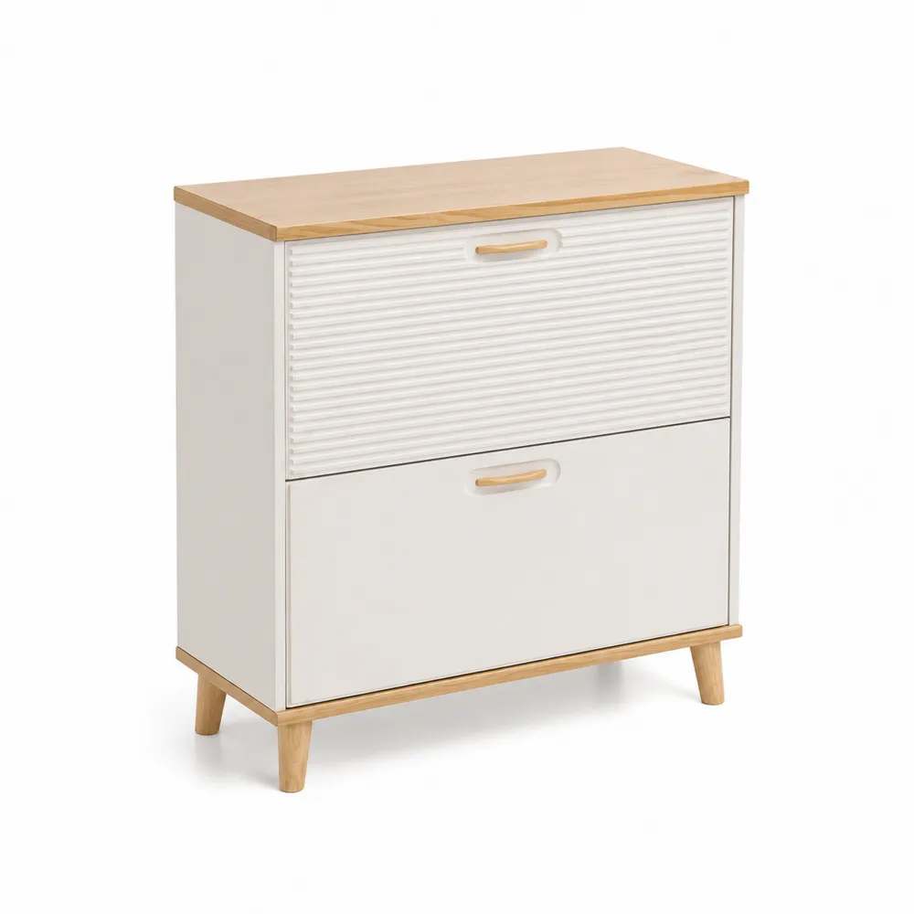Komoda z drewna sosnowego i MDF biała 80x35x90 cm