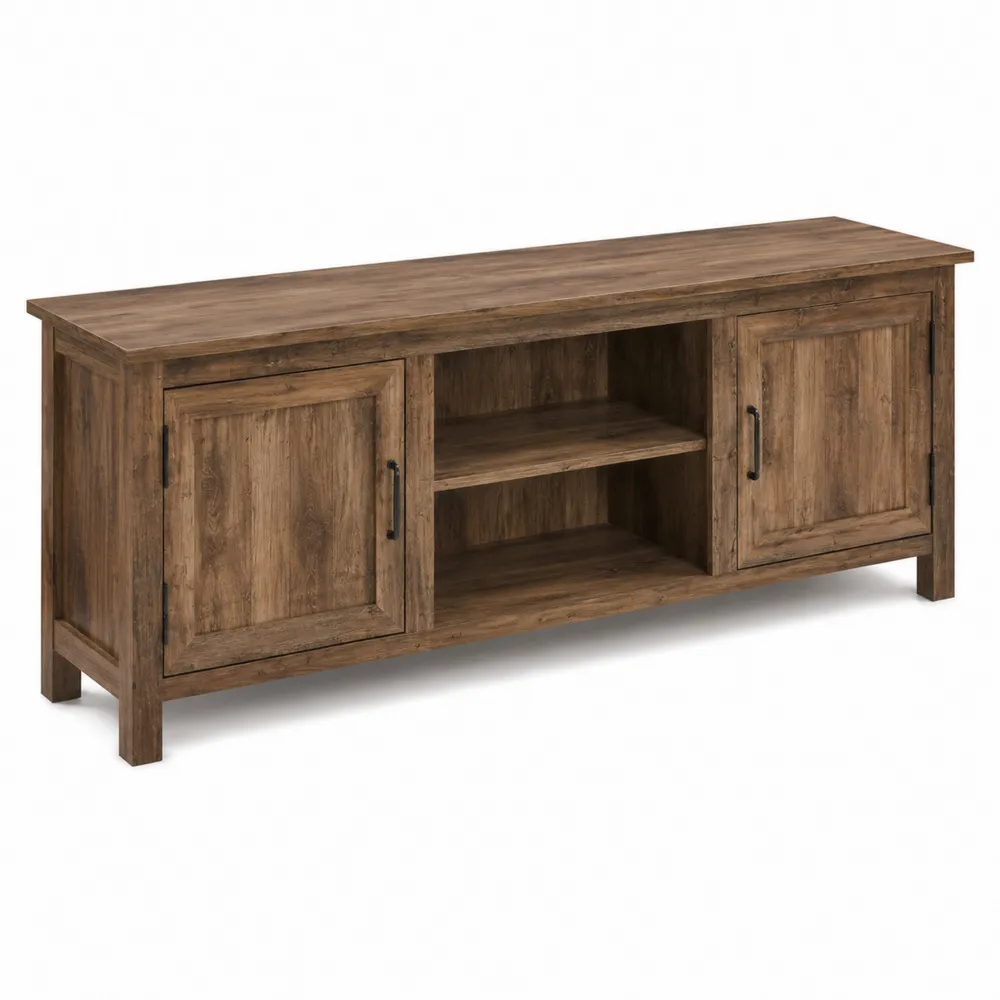 Szafka RTV z MDF o Wykończeniu Drewnopodobnym 150x40x60 cm