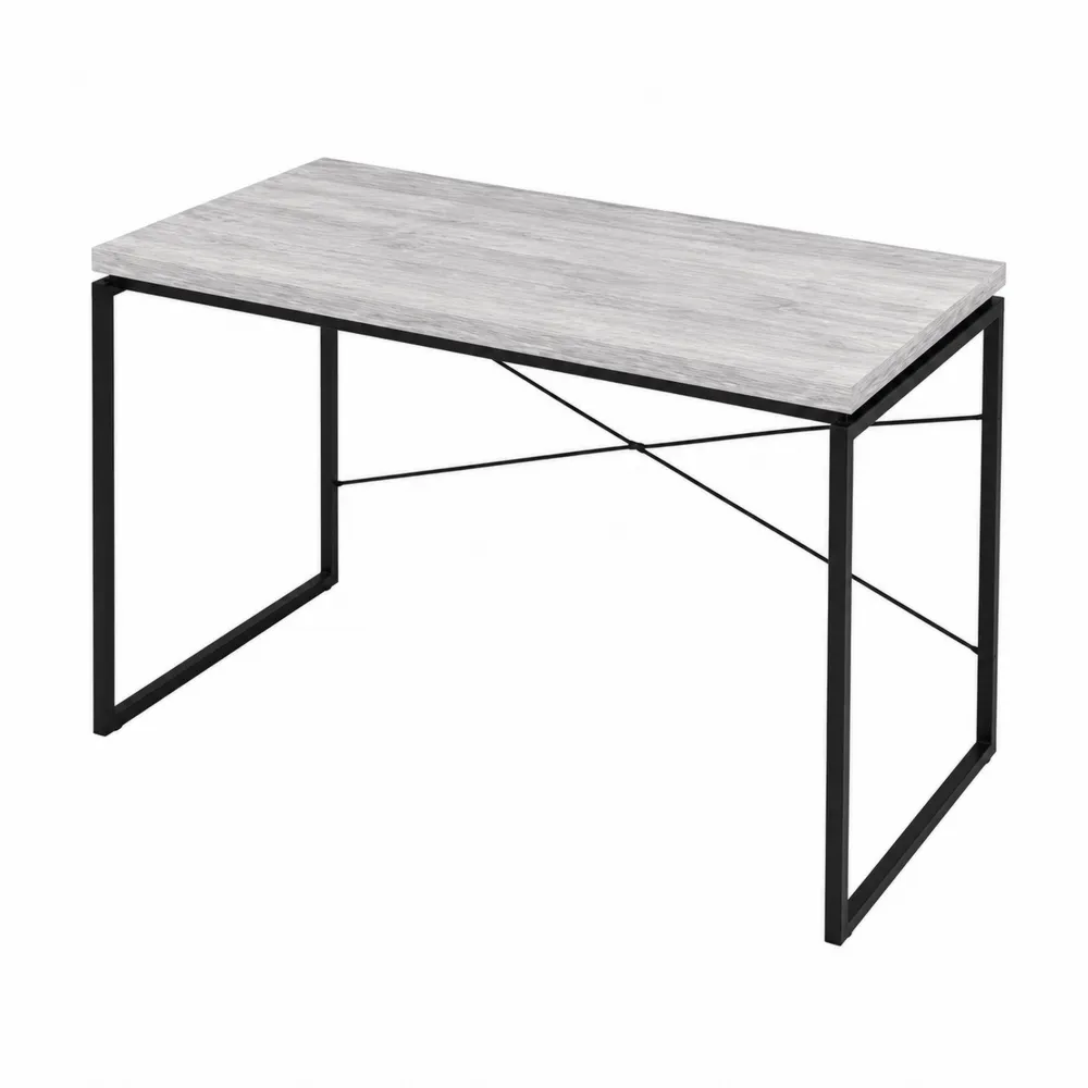 Biurko prostokątne z metalu i płyty MDF 120x60x75 cm Szary/Czarny