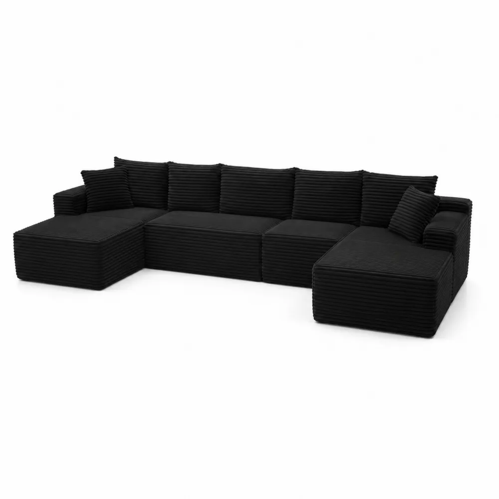 Modułowa sofa narożna z sztruksu 290x220 cm Czarna