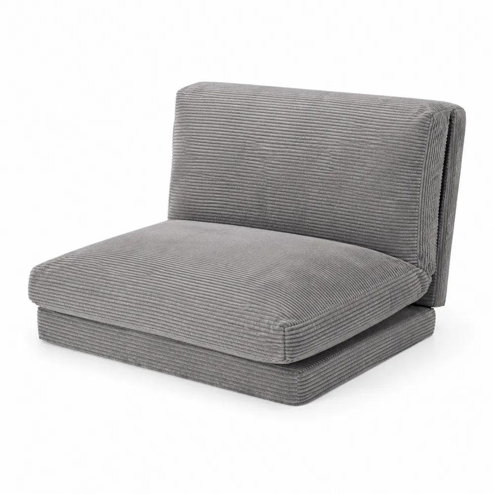 Rozkładana sofa sztruksowa szara 120x80x75 cm