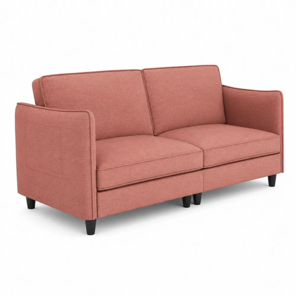 Sofa dwuosobowa z tkaniny poliestrowej Ceglasty