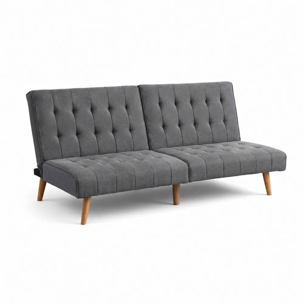 Sofa z tkaniny z drewnianymi nogami