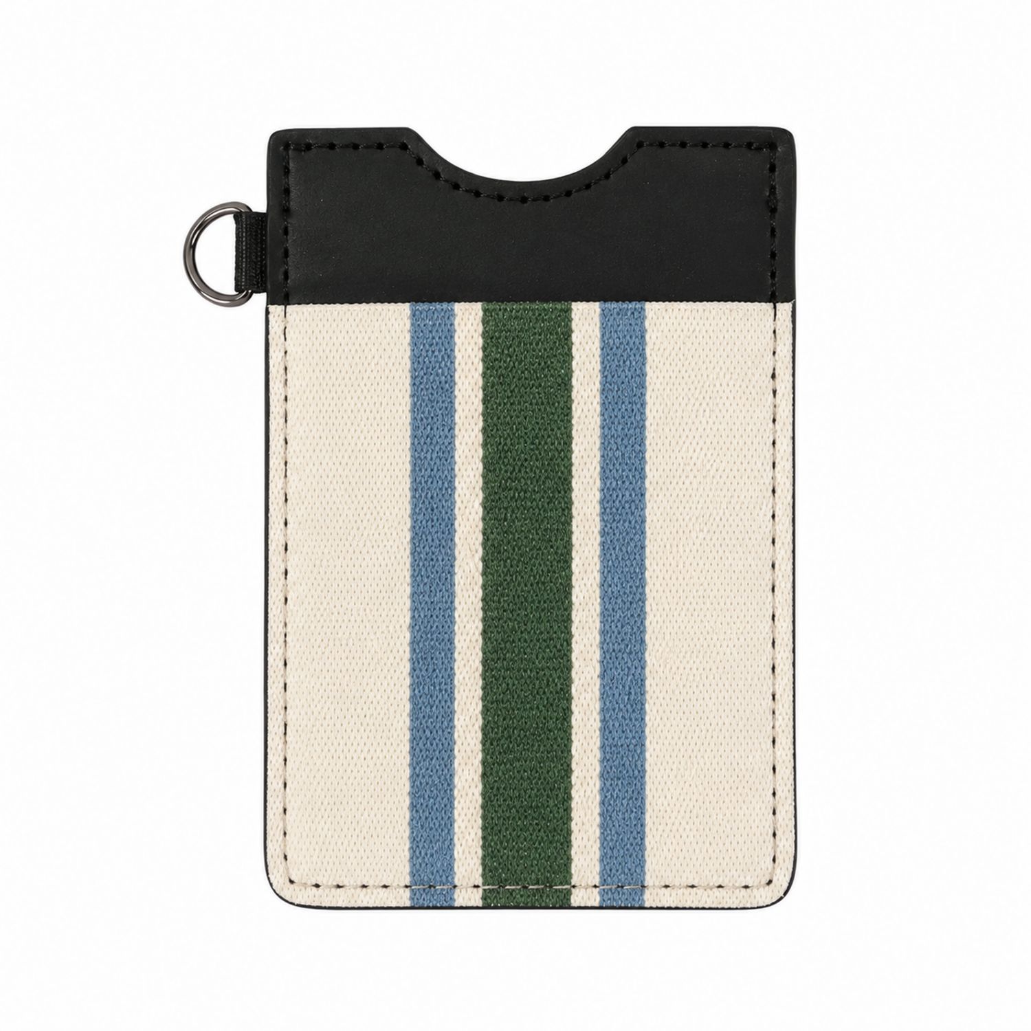 Porta Carte in Tela a Righe Nero/Crema/Blu/Verde