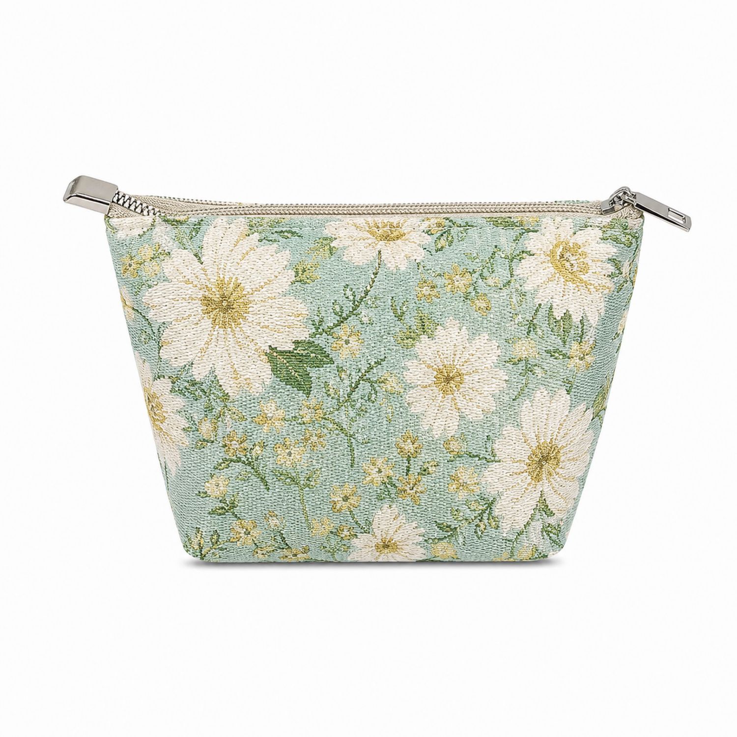 Pochette Trucco Motivo Floreale Verde Chiaro