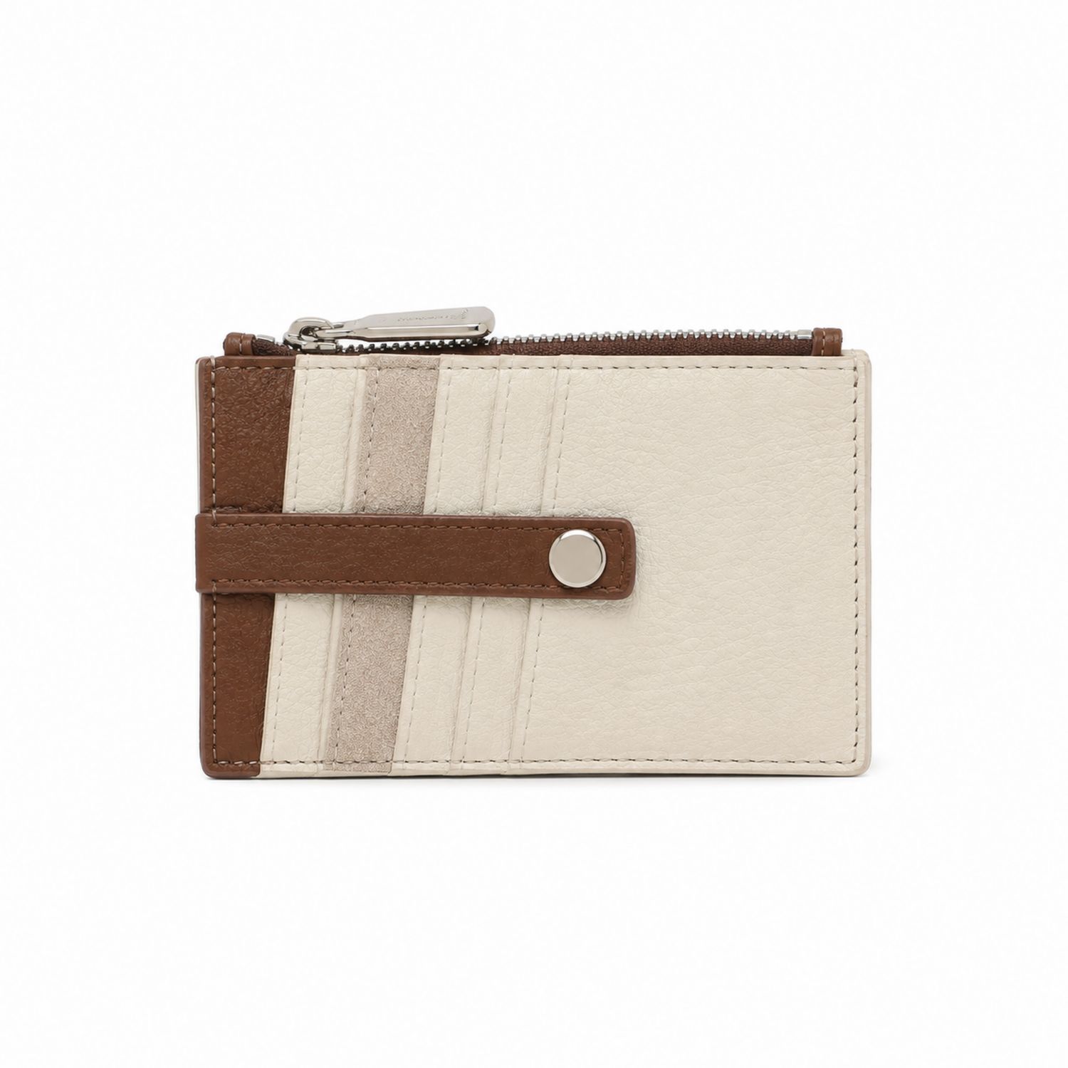 Portafoglio Uomo con Zip Marrone e Beige
