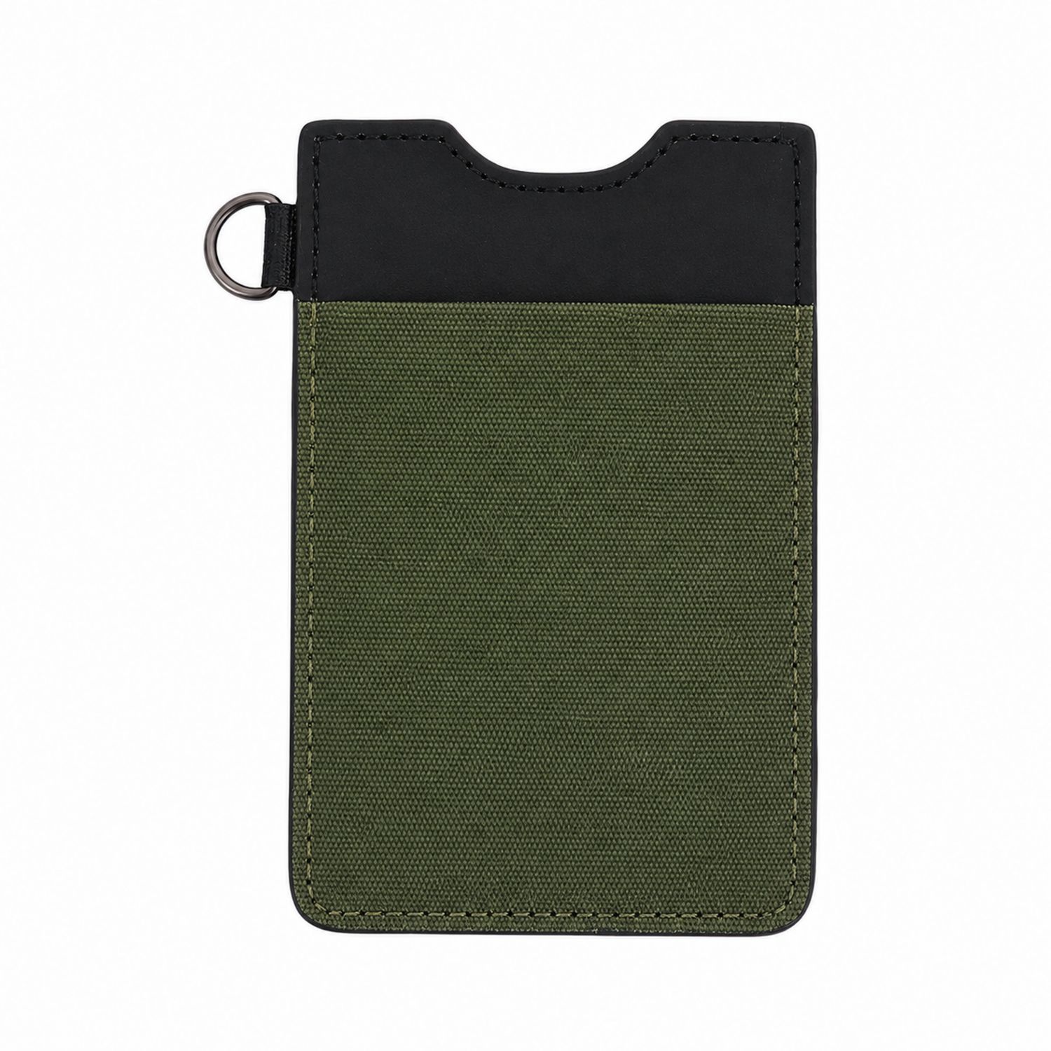 Portacarte Verde Oliva e Nero con Anello di Fissaggio