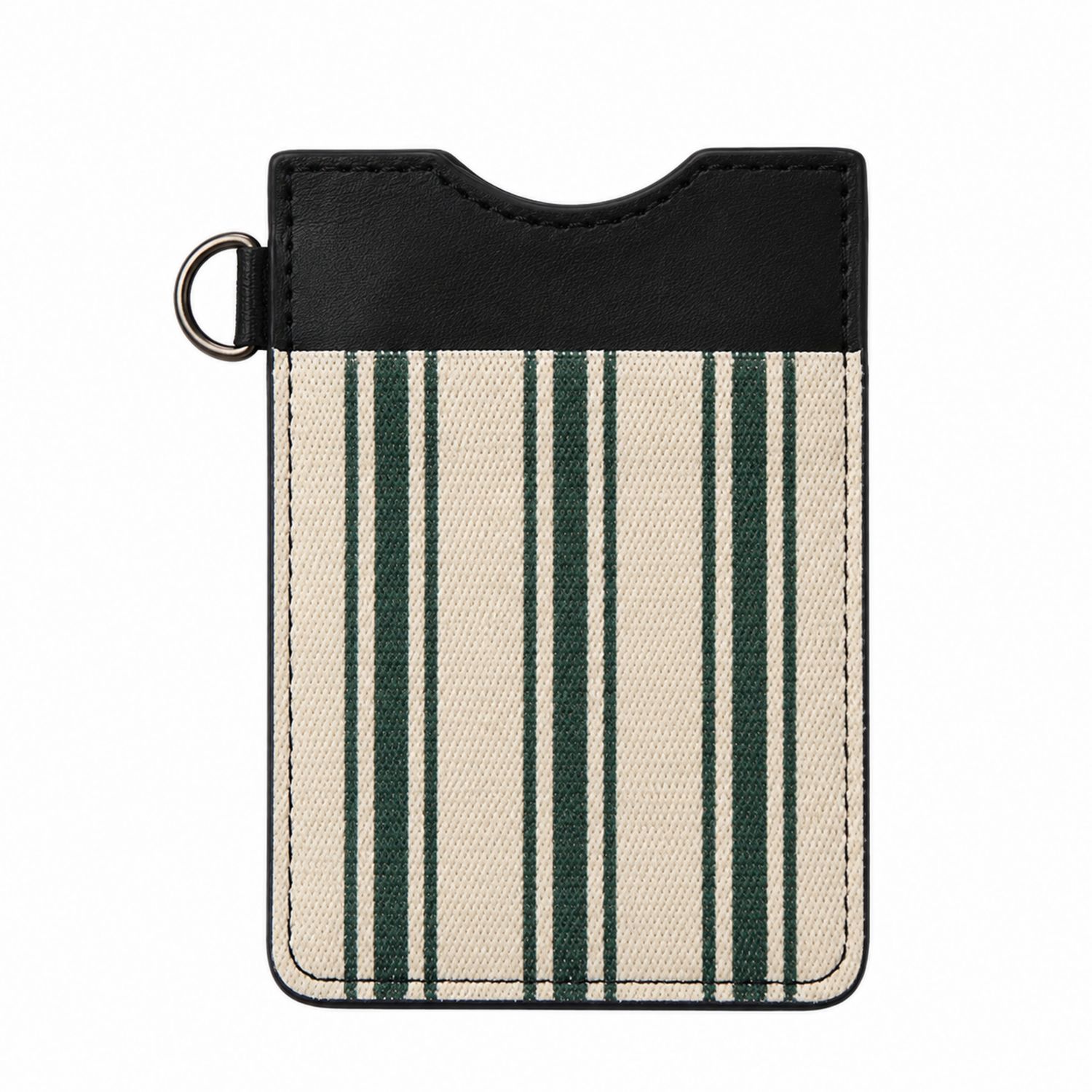 Portacarte Elegante Nero e Verde a Righe Verticali